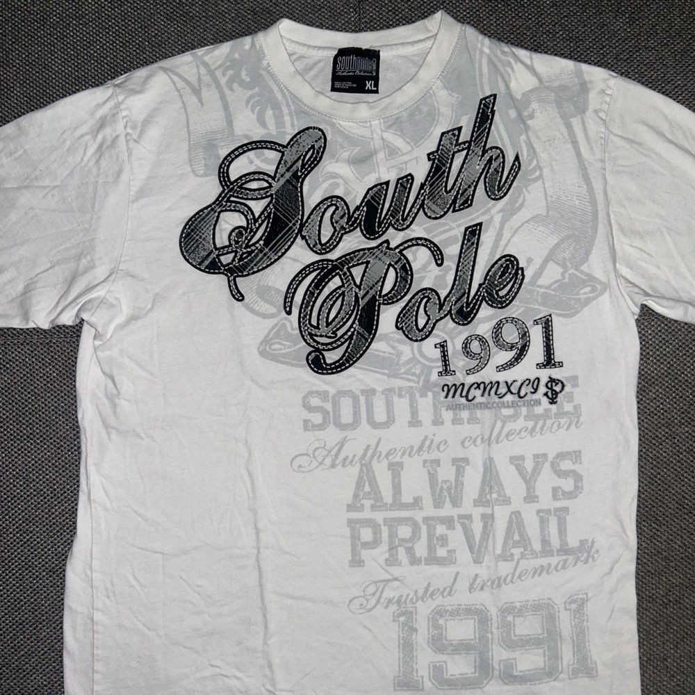 Vintage SouthPole Embroidered Plaid Spell Out Grunge T-Shirt XL